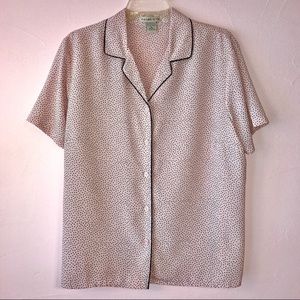 XL • Pink /Chocolate Brown Polka Dot Short-sleeve Shirt